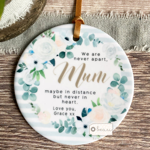 Personalised We are never apart... Quote Floral Greenery Ceramic .. Keepsake