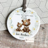 First Mother’s Day as a … Mum Grandma Nan Nanna Gran Nanny Mummy Mammy Bear Greenery... Round Keepsake Hanger - Mother’s Day
