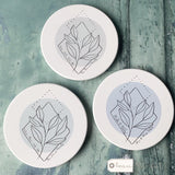 Personalised Family Botanical design Ceramic Round Coaster
