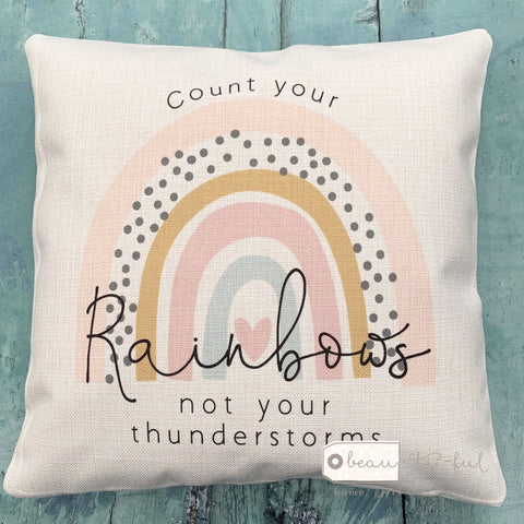 Count your rainbows ... Pastel Rainbow Design Cushion