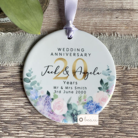Personalised Mr & Mrs Wedding Anniversary Years Lilac Floral Greenery Keepsake