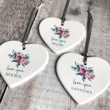 Love You Female Relative Floral Keepsake Heart