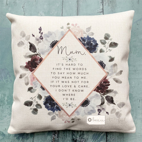 Personalised Quote Floral Botanical Design Cushion