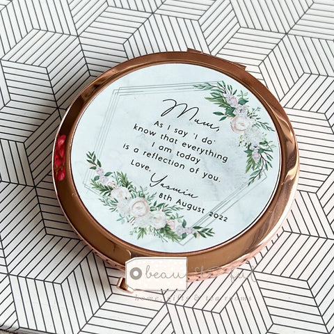 Personalised As I say I do quote.....  Floral design Gold Compact Mirror