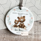 Happy Mother’s Day Mum Grandma Nan Nanna Gran Nanny Mummy Mammy Bear Greenery... Round Keepsake Hanger - Mother’s Day