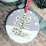 Personalised Family Christmas Signpost Ceramic Round Christmas Decoration Ornament