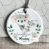 First Mother’s Day as a … Mum Grandma Nan Nanna Gran Nanny Mummy Mammy Koala Greenery... Round Keepsake Hanger - Mother’s Day