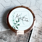 Personalised Name and Initial.. Modern Greenery Design Linen Style Make Up Bag