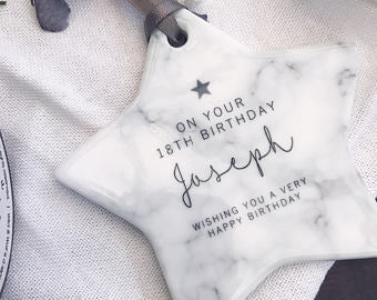 Milestone Birthday Marble Style Ceramic Decoration Gift Keepsake Tree Ornament Decoration