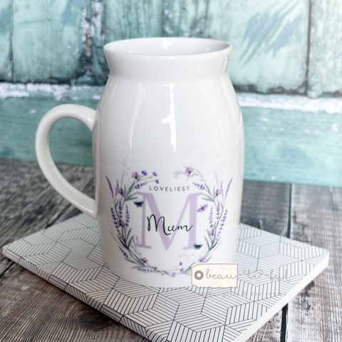 Loveliest....... Mum Nanna Grandma Lilac Floral Design Home Quote Ceramic Vase Mother’s Day