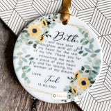 Personalised I will love your son daughter Thank you Mother of Bride Groom Quote Sunflower Wreath Ceramic Keepsake