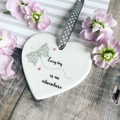 Make every day an adventure Ceramic Heart with Heart and Butterfly