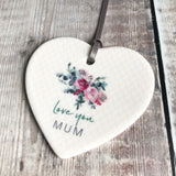 Love You Female Relative Floral Keepsake Heart