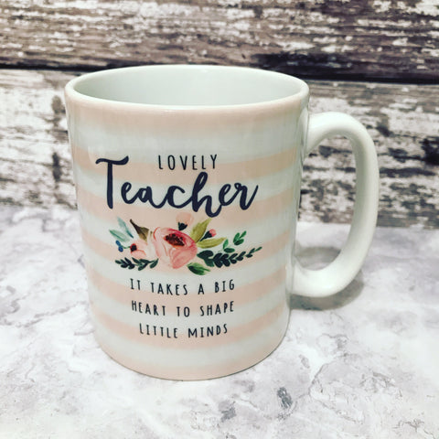 Lovely Teacher Pink Stripe Mug