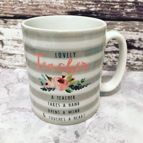 Lovely Teacher Grey Stripe Mug