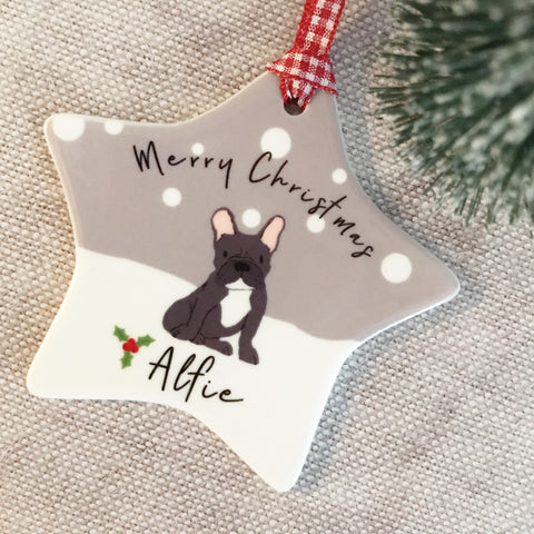 Personalised Dog Pet Merry Christmas Ceramic Star