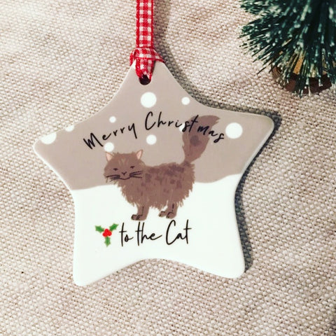 Personalised Cat Pet Merry Christmas Ceramic Star