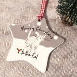 Personalised Cat Pet Merry Christmas Ceramic Star