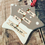 Personalised Family Christmas Signpost Ceramic Star Christmas Decoration Ornament