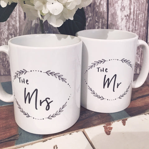 The Mr The Mrs Wedding Gift Mug Set