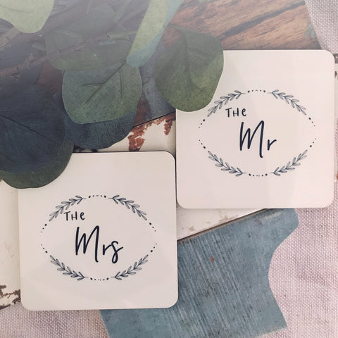 The Mr & The Mrs Coaster Set - Saying Coasters- Wedding