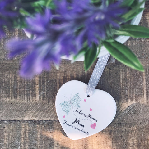 In Loving Memory... Personalised Butterfly Ceramic Heart