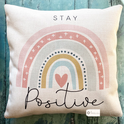 Stay Positive... Pastel Rainbow Cushion